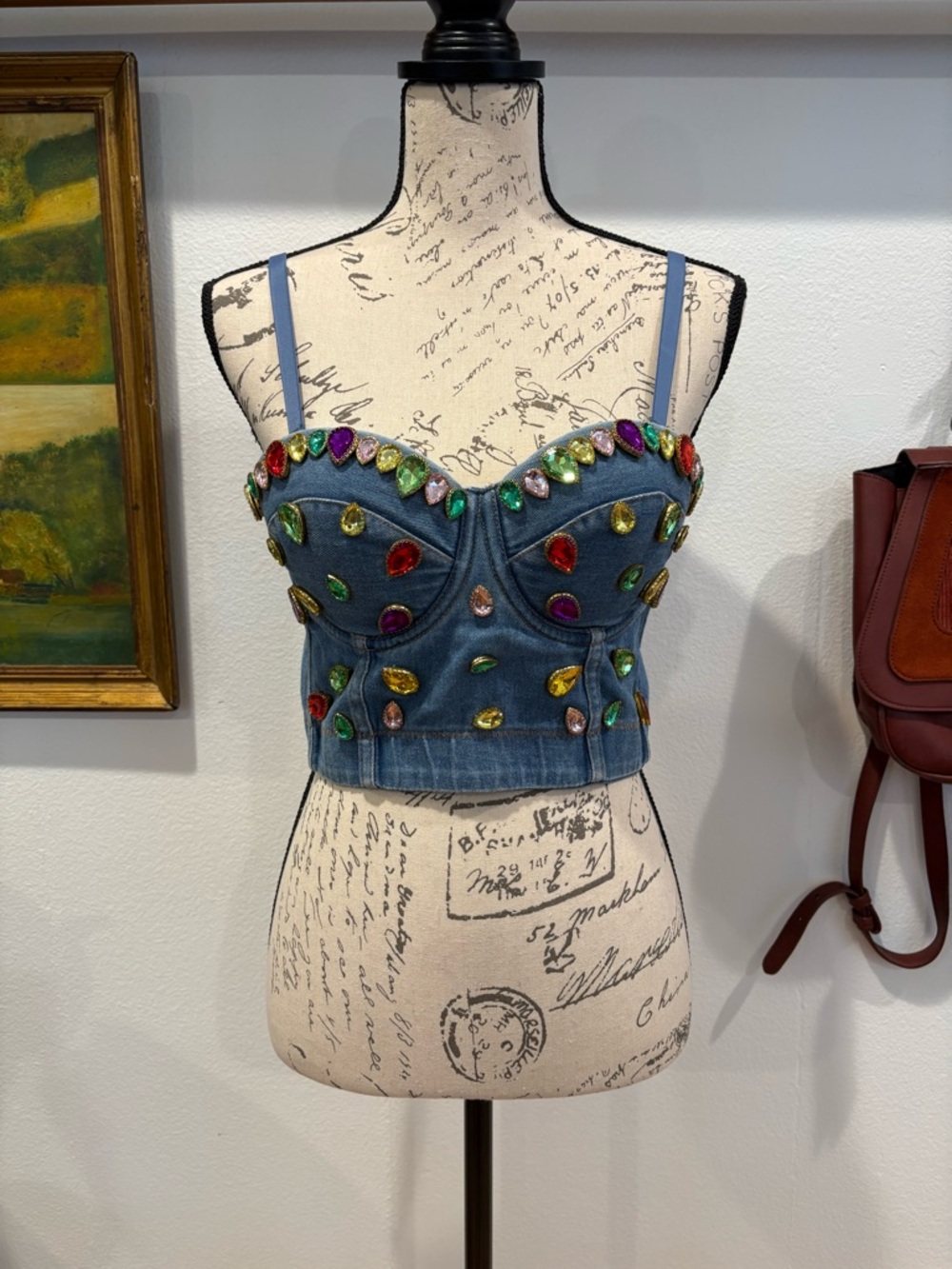 Jewel Rhinestone Demin Corset
